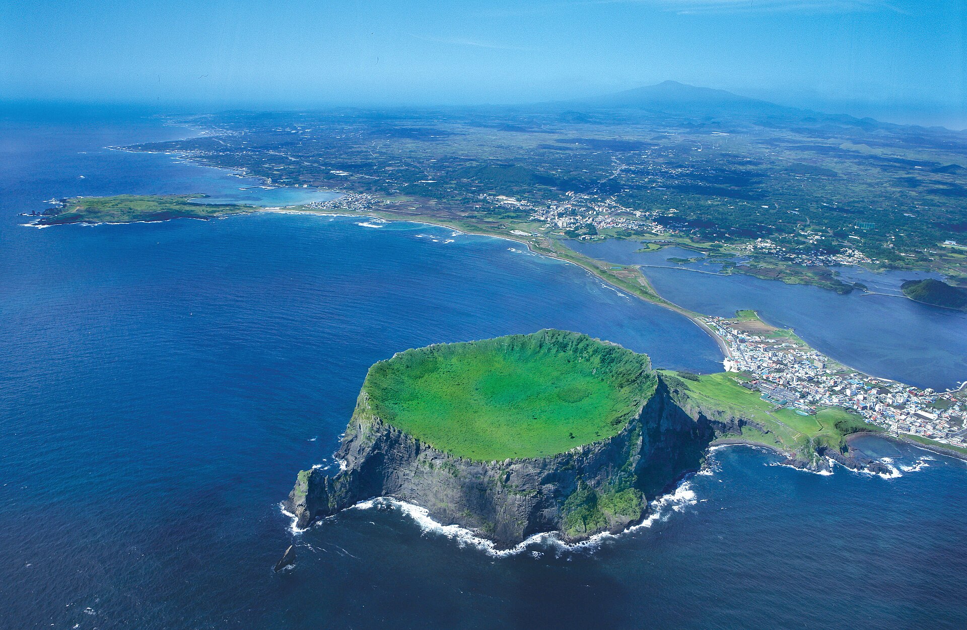 The volcanic crater of Seongsan Ilchulbong on Jeju Island, a natural UNESCO site
