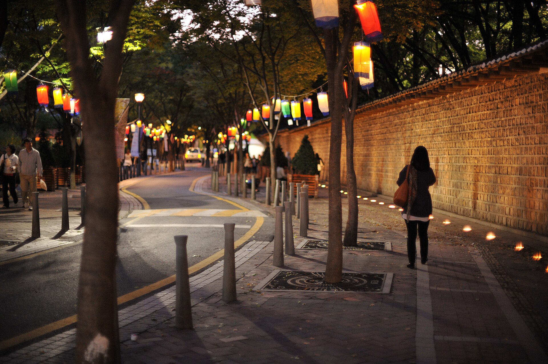 The stone-wall road beside Deoksugung Palace in Seoul